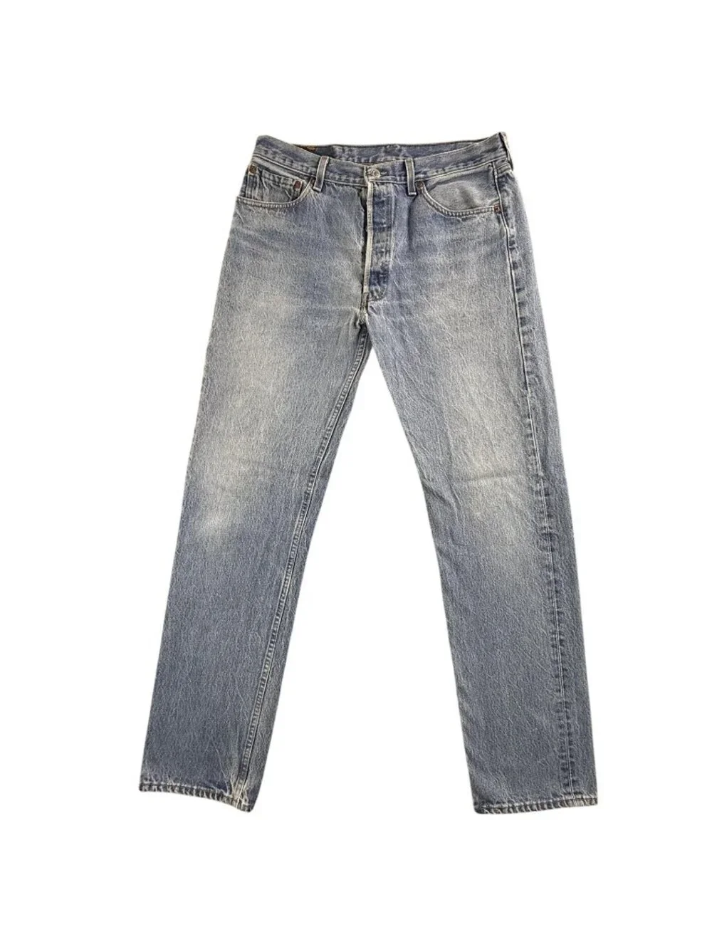 Vintage Levis 501 Jeans Mens 34x34 Blue Light Wash Straight Leg Denim USA 90s